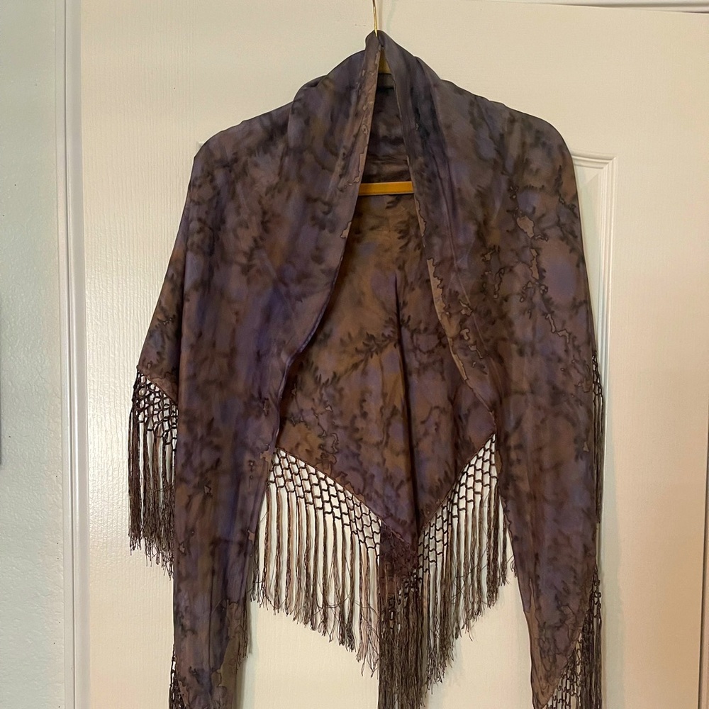 Natasha Handmade Tie Dye Triangle Shawl with Fringes (Repost)